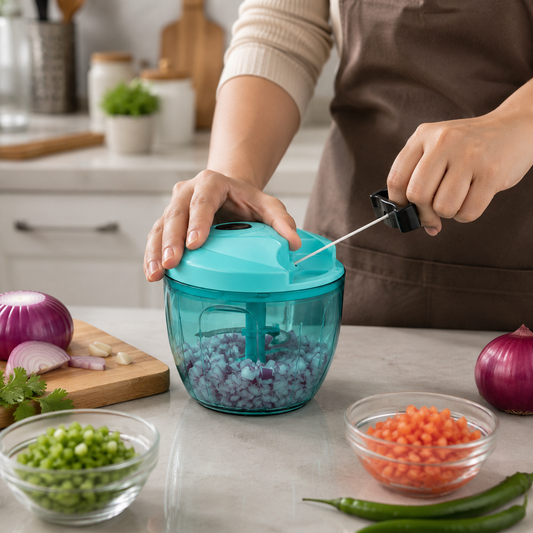 0065 Manual Stainless Steel Compact Extra Sharp Hand Held Vegetable Chopperslicer With 5 Blades